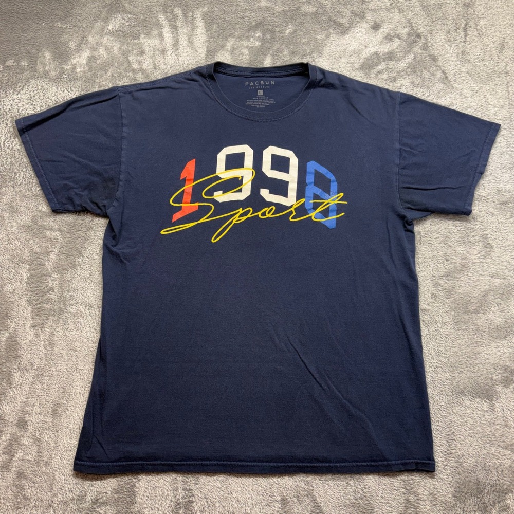 PacSun T-Shirt Mens Large Navy Blue Good 1998 Sport Graphic Short Sleeve Tee